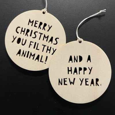 Merry Christmas you filthy animal.. - komplet 2 novoletnih okraskov - BIBA.si spletna trgovina
