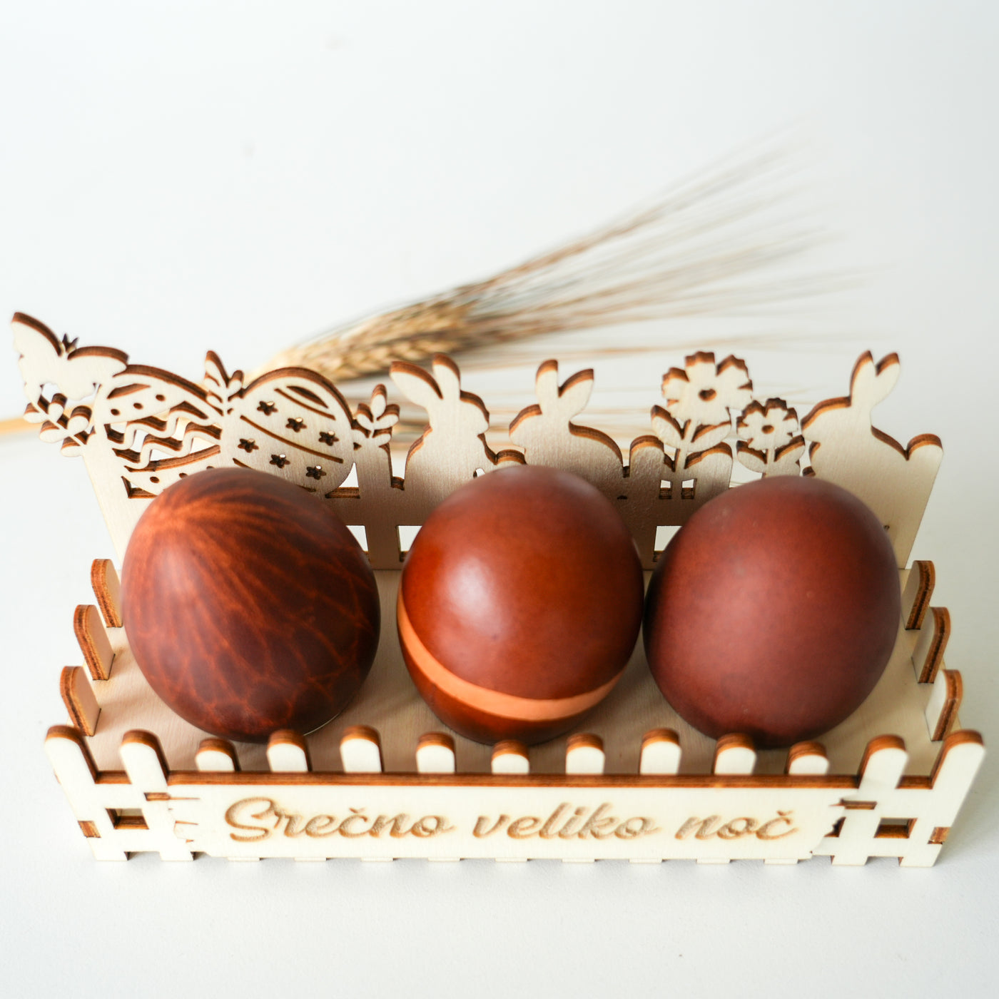 Velikonočno držalo za 3 pirhe z napisom po želji 🐣🐰