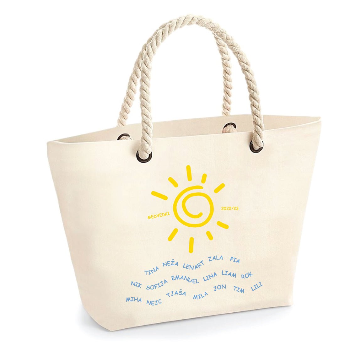 Darilo za vzgojiteljico / učiteljico - vreča za plažo z imeni otrok - BIBA.si